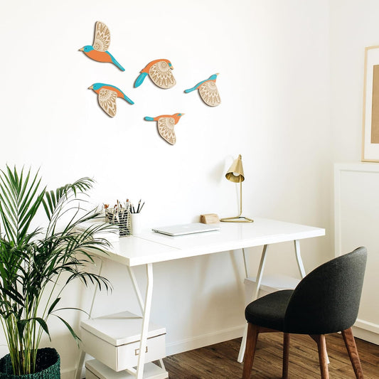 Wooden 3D 5 Pieces Birds Wall Art