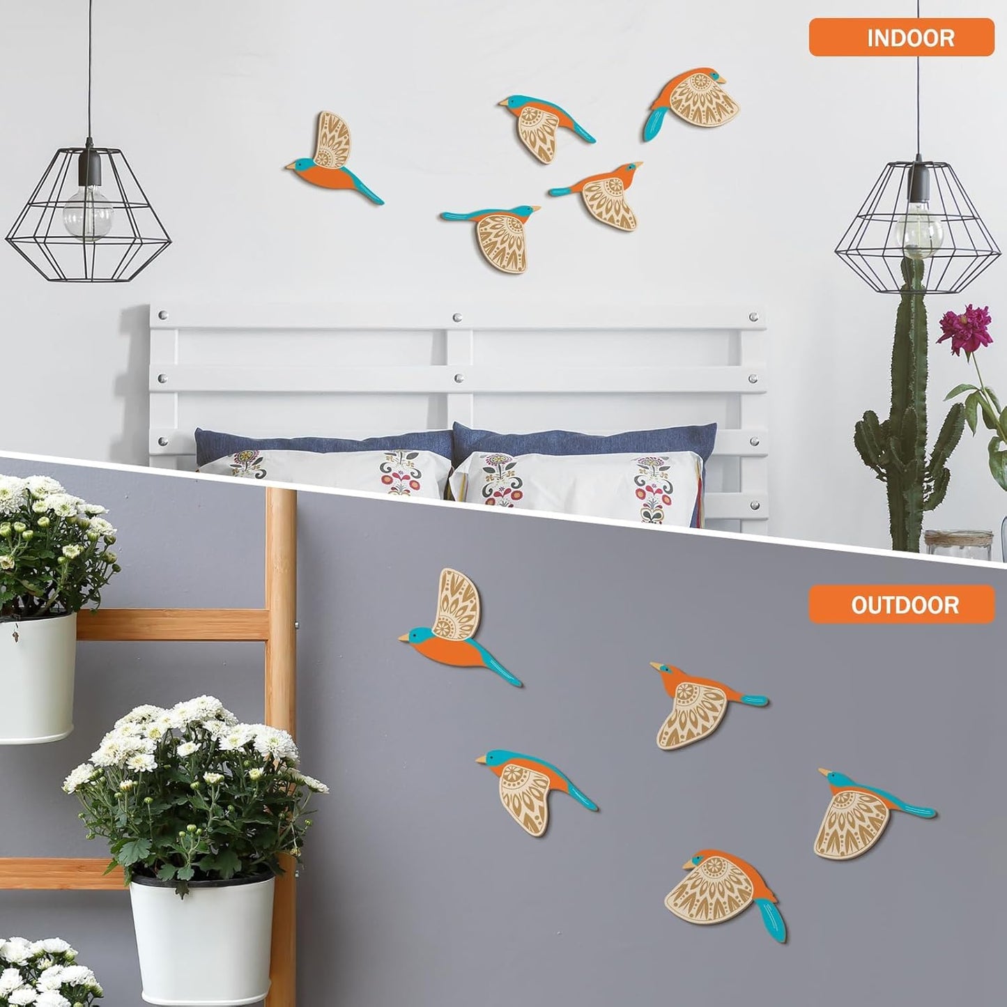 Wooden 3D 5 Pieces Birds Wall Art