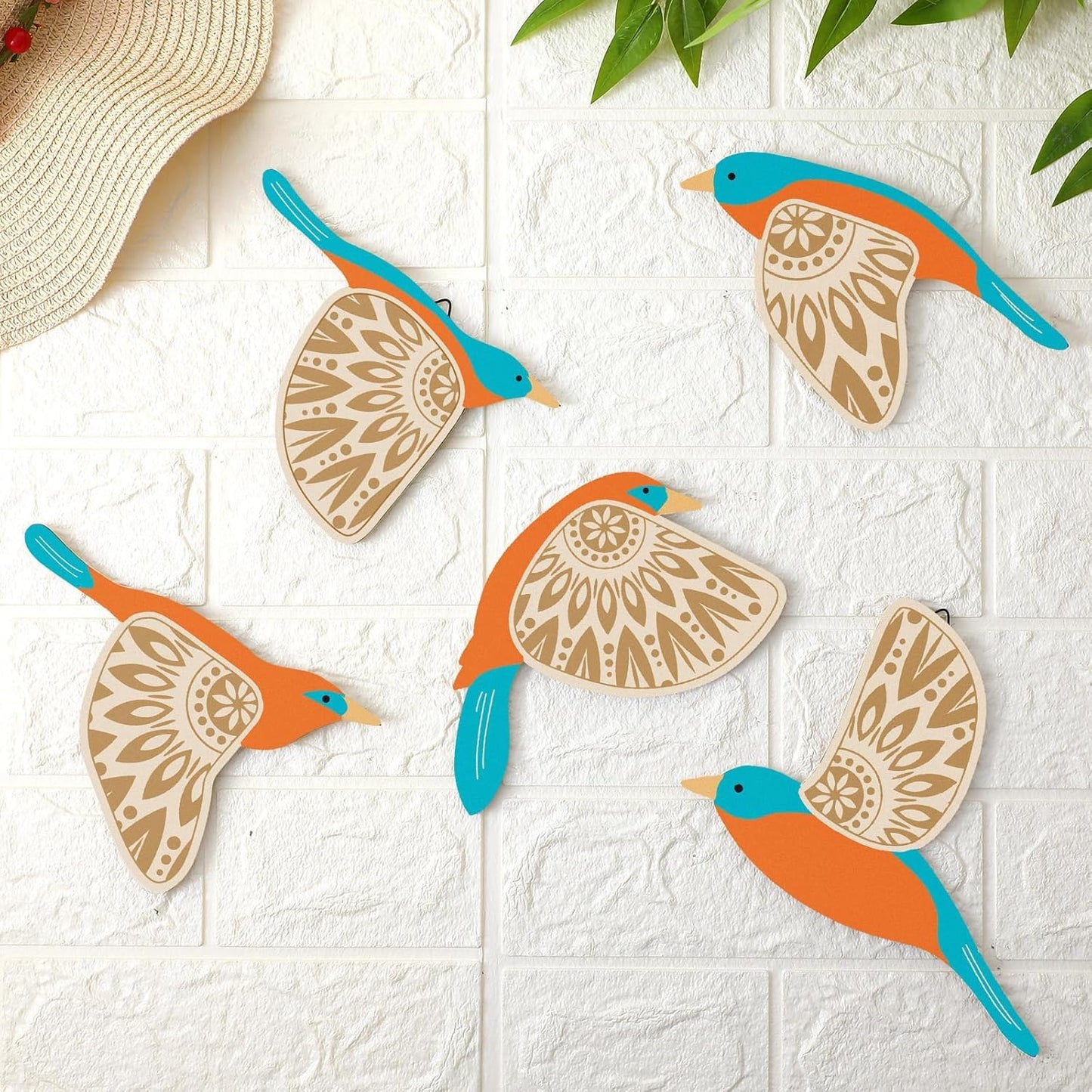 Wooden 3D 5 Pieces Birds Wall Art